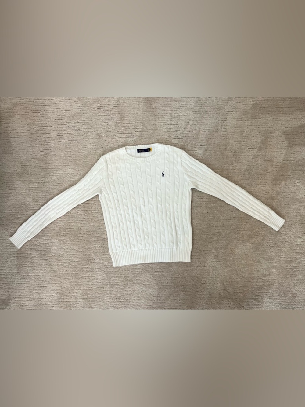 Ralph Lauren white Cable-Knit Crewneck Sweater